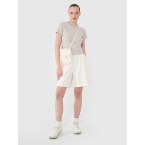 Pantaloni scurti pentru femei alb - bumbac 80% - croiala obisnuita