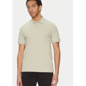 Tricou polo barbat -  material sintetic - bej -