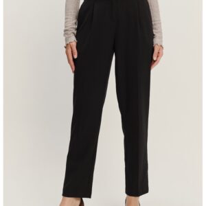 Pantaloni conici cu pliuri frontale - Negru
