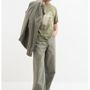 Tricou de bumbac cu logo - Alb murdar/Verde feriga/Bej deschis