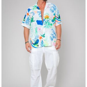 Pantaloni lung Oversized White 12127 - Alb optic