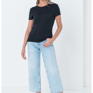Tricou slim fit cu model uni - Negru