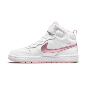 Pantofi sport mid-high Court Borough 2 din piele cu garnituri din material textil - Alb optic/Roz prafuit