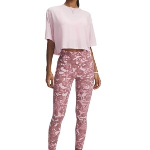 Colanti crop cu model abstract - pentru fitness Motion - Rosu stins/Alb murdar