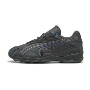 Pantofi sport din material textil cu insertii de piele ecologica - Negru/Albastru petrol