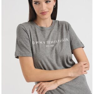 Tricou din bumbac cu imprimeu logo - Gri melange/Alb optic