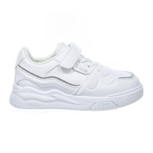 Pantofi sport de piele ecologica cu banda velcro - Alb