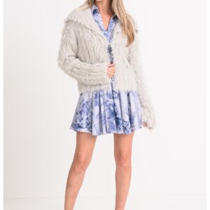 Cardigan pufos - Gri deschis