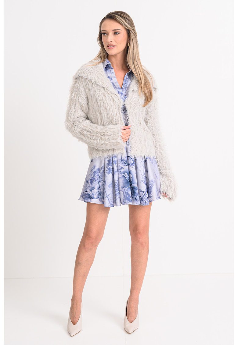 Cardigan pufos - Gri deschis