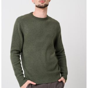 Pulover uni cu decolteu la baza gatului - Verde feriga