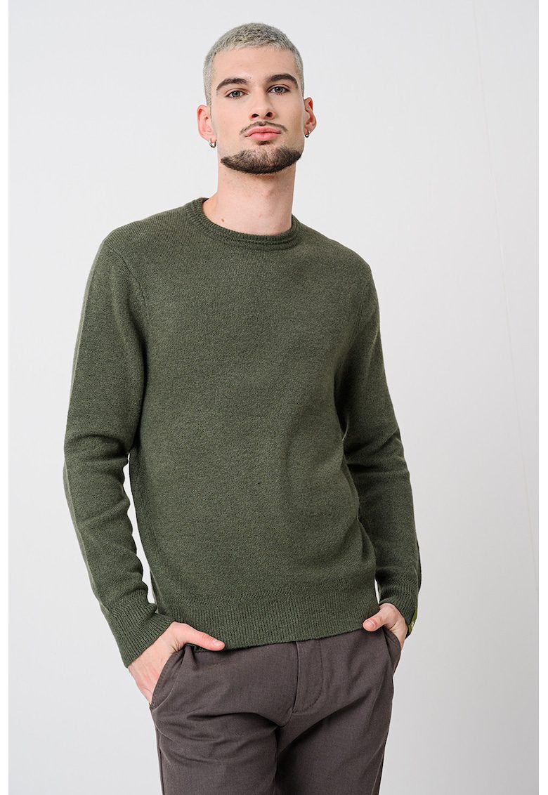 Pulover uni cu decolteu la baza gatului - Verde feriga