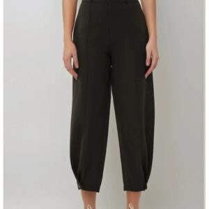 Pantaloni dama - conici - talie inalta - negru - poliester-elastan