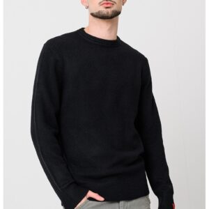Pulover uni cu decolteu la baza gatului - Negru
