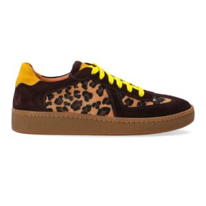 Pantofi sport din piele intoarsa cu animal print