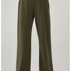 Pantaloni de trening - croi larg - talie inalta - modal - Kaki
