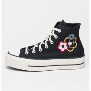 Pantofi sport cu platforma si elemente brodate All Star Lift - Negru