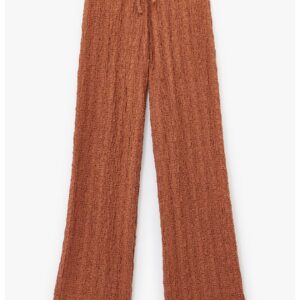 Pantaloni texturati cu snur - Maro scortisoara