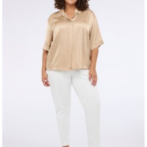 Pantaloni conici cu talie inalta - Alb