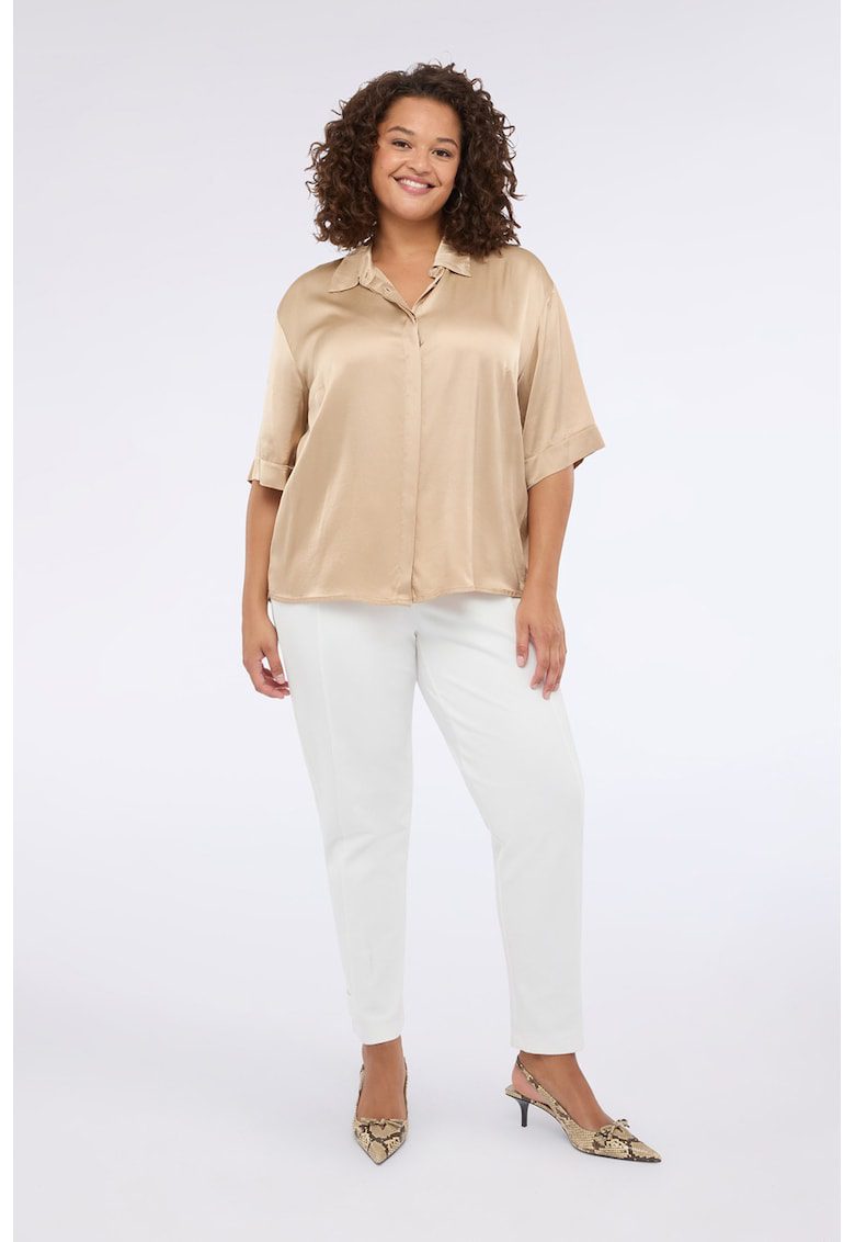 Pantaloni conici cu talie inalta - Alb
