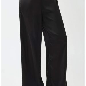 Pantaloni pentru dama - largi - satin - negru
