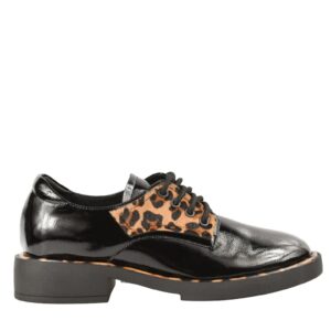 Pantofi casual - dama -  A203-M107-G575A negru - piele lacuita - Negru