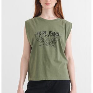 Tricou de bumbac Bertha - Verde feriga