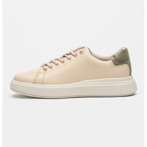 Pantofi sport din piele cu garnituri din piele intoarsa - Roz pal/Verde sparanghel