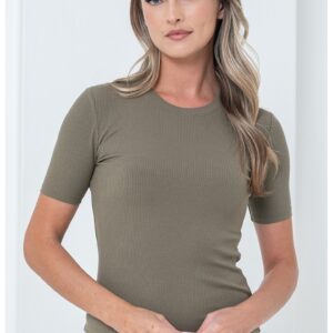 Tricou elastic din amestec de modal - Kaki