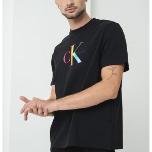 Tricou de bumbac cu imprimeu logo - Negru/Portocaliu/Albastru