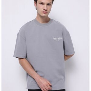 Tricou de bumbac cu text - Gri