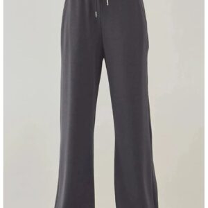 Pantaloni trening croi larg - talie inalta - gri carbune - modal - Gri carbune