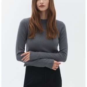 Pulover uni regular fit - Gri carbune