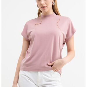 Tricou din amestec de modal - Roz prafuit