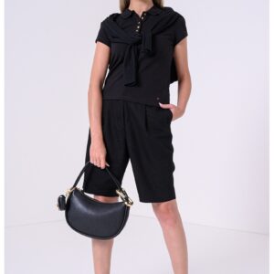 Tricou polo din amestec de bumbac - Negru