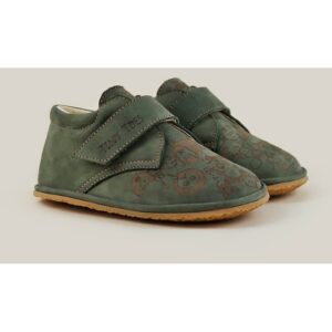 Pantofi Barefoot din piele naturala Scribble - Verde