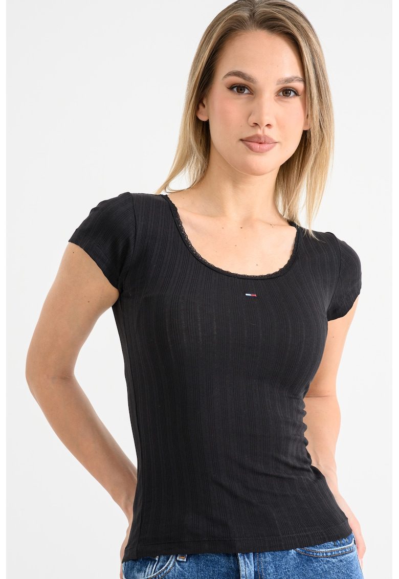 Tricou uni slim fit - Negru