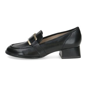 Pantofi loafer din piele cu toc bloc - Negru