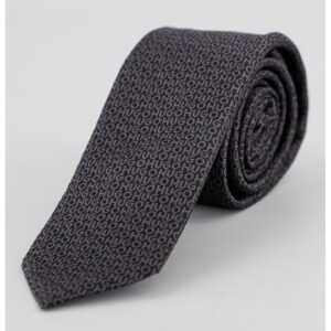 Cravata de matase cu model logo - Negru