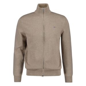 Cardigan de bumbac cu fermoar - Bej inchis