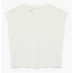 Tricou uni din amestec de modal - Alb fildes