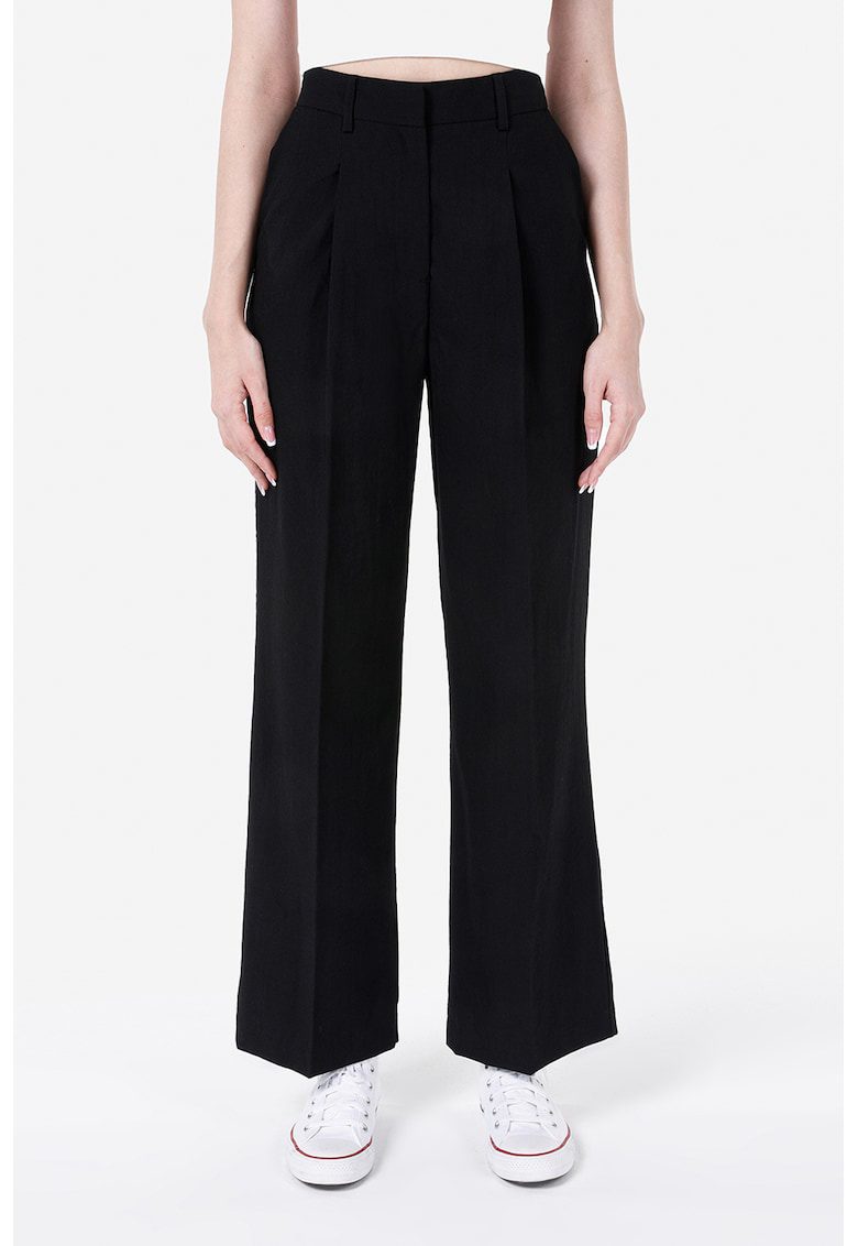 Pantaloni ampli cu talie inalta - Negru