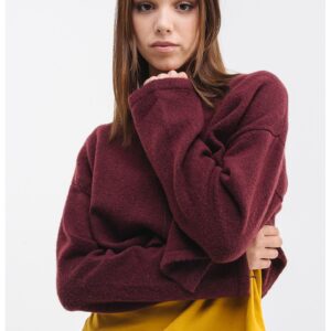 Cardigan crop cu inchidere cu un nasture - Visiniu