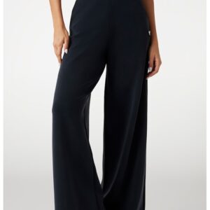 Pantaloni de trening din amestec de modal cu talie inalta - Negru