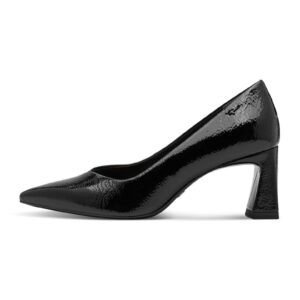 Pantofi din piele lacuita cu toc masiv - Negru