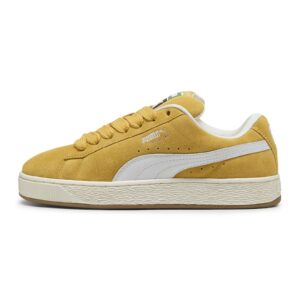 Pantofi sport Suede XL din piele intoarsa cu sireturi de rezerva - Alb/Galben pai
