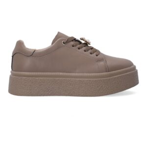Pantofi sport flatform - din piele - cu garnitura decorativa cu strasuri