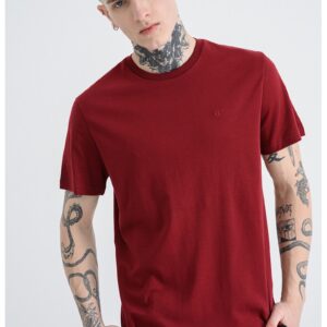 Tricou regular fit cu decolteu la baza gatului - Visiniu