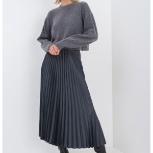 Pulover crop din amestec de lana cu maneci cazute - Gri melange