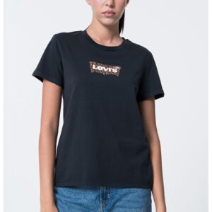Tricou de bumbac cu decolteu la baza gatului - Maro inchis/Negru