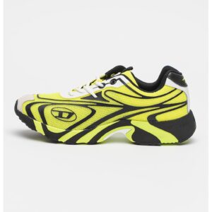 Pantofi sport low-cut din material textil - Negru/Verde lime